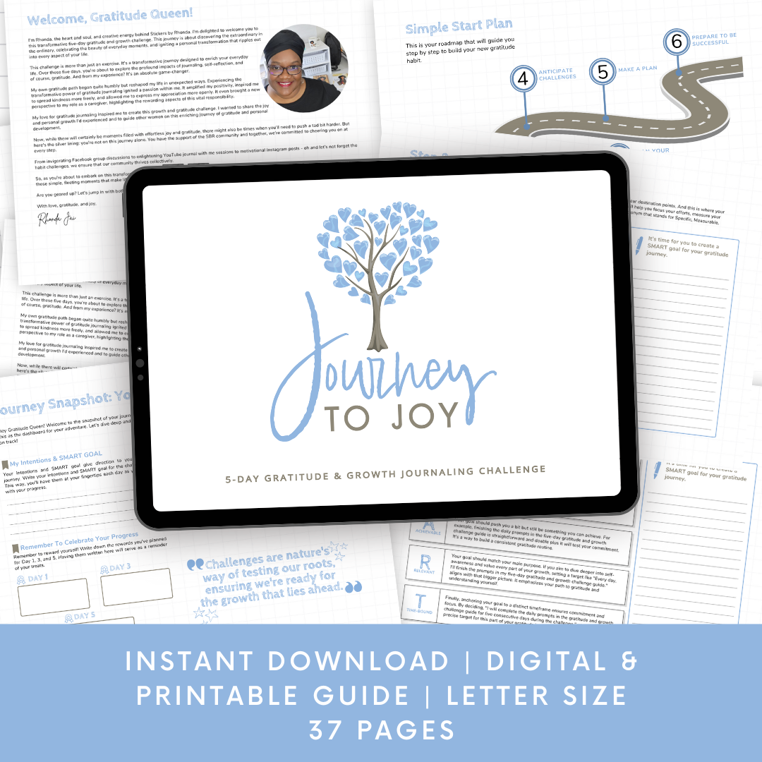 Journey To Joy 5-Day Gratitude and Growth Challenge - Instant Digital and Printable Download Journal