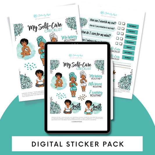 Mindful Self-Care Digital Sticker Pack - Cassie - Digital GoodNotes - Digital Stickers